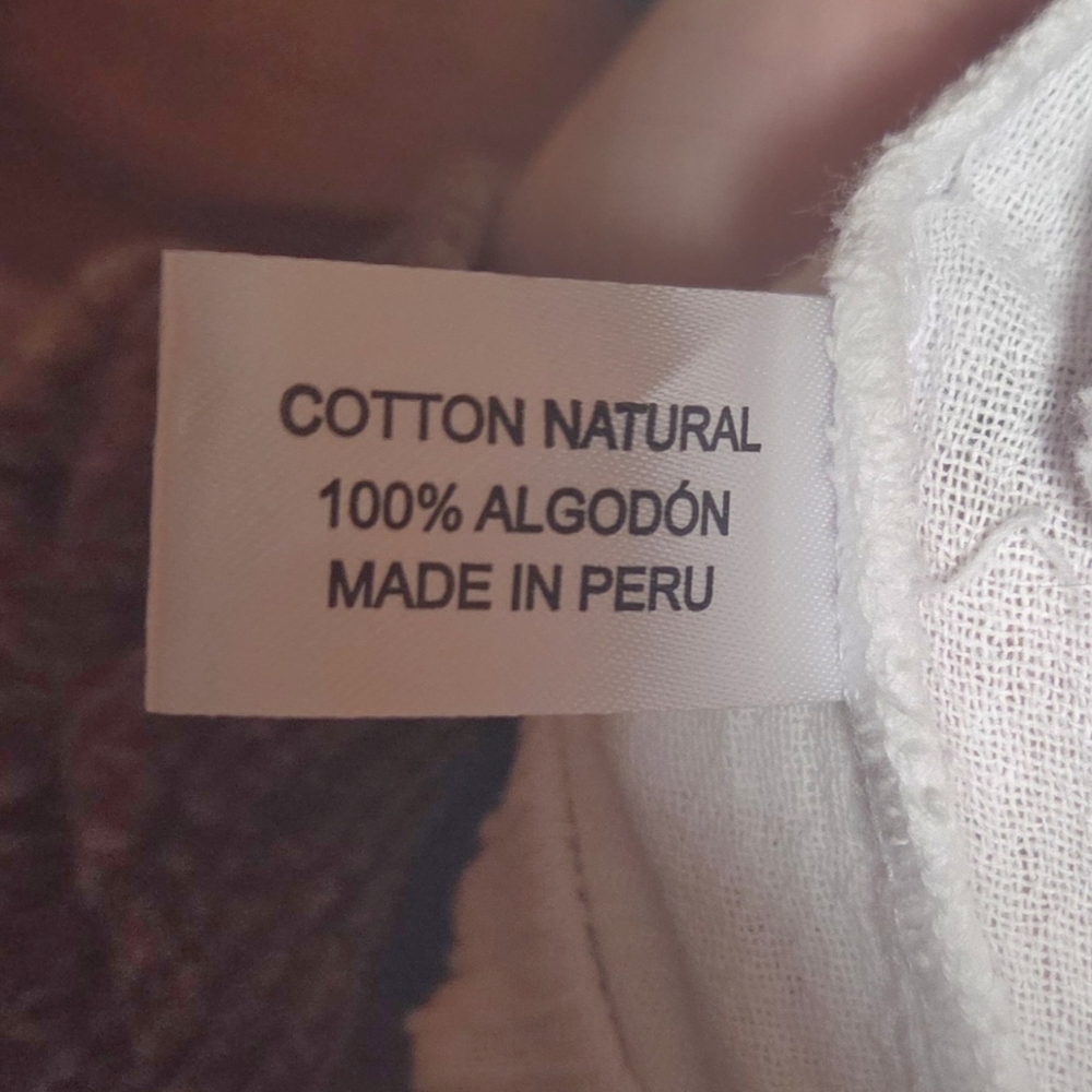 Cotton Natural 100% Cotton White Flowy Slit-Leg Thai Pants Size Small New! - Picture 7 of 7